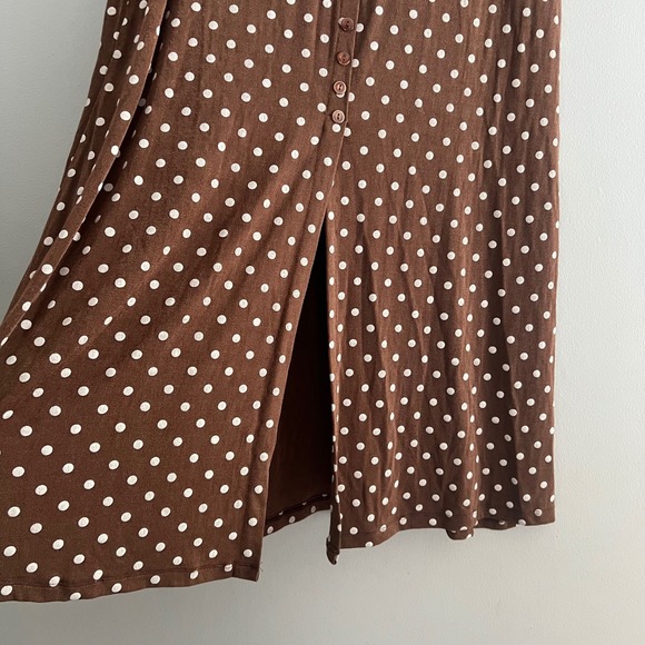 Dressbarn Woman Brown Polka Dot Maxi Skirt Size 1X Stretch Pretty Woman Y2K VTG - Picture 4 of 5